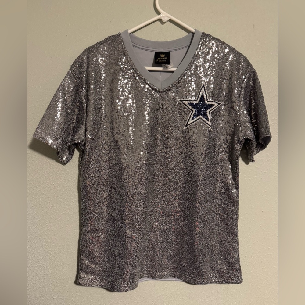 NFL Juniors Collection Silver Sequin Top Size Youth 11-13